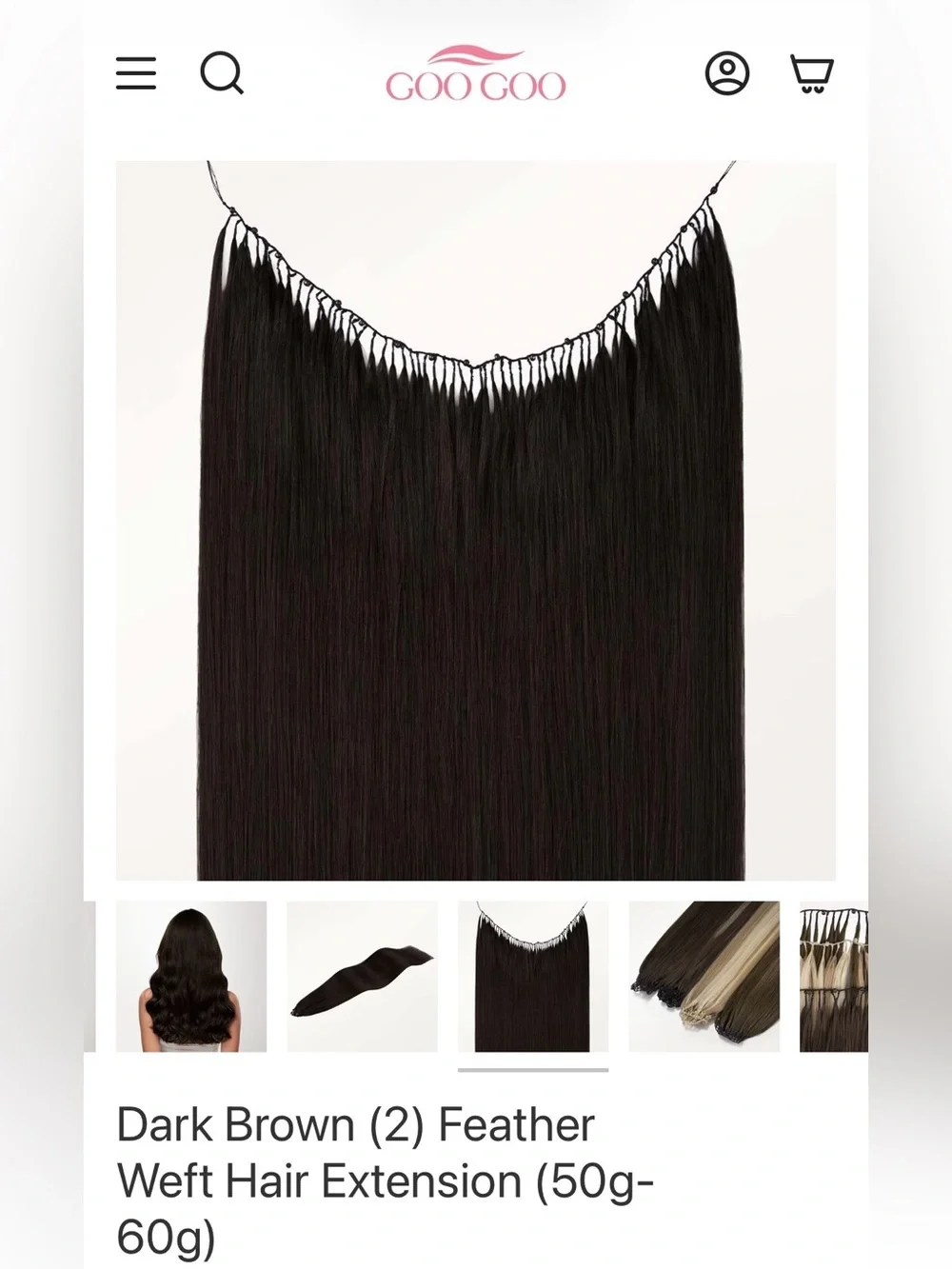 Dark Brown Feather Weft Hair Extension (50g-60g)